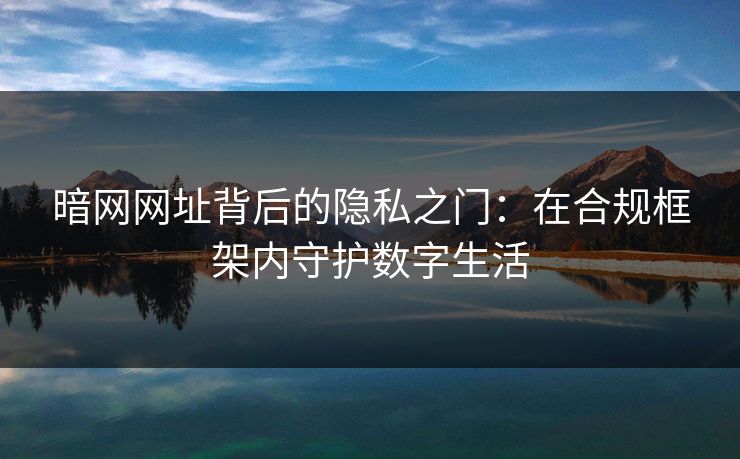 暗网网址背后的隐私之门:在合规框架内守护数字生活 暗网网址背后的隐私之门:在合规框架内守护数字生活