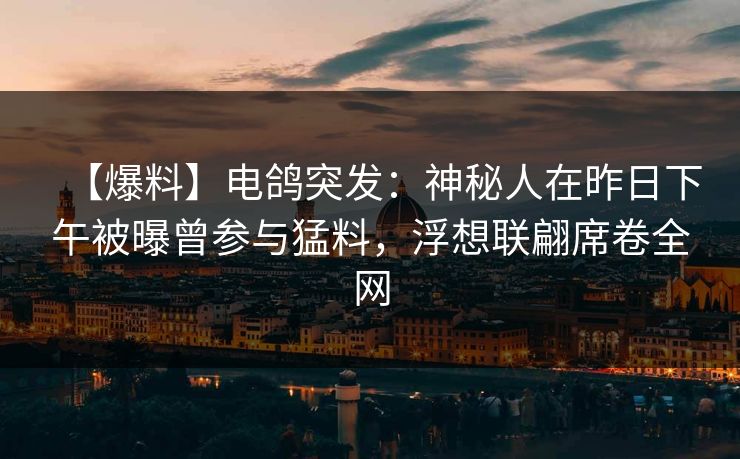 【爆料】电鸽突发：神秘人在昨日下午被曝曾参与猛料，浮想联翩席卷全网