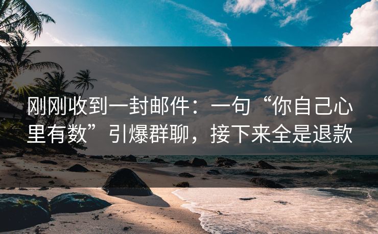 刚刚收到一封邮件：一句“你自己心里有数”引爆群聊，接下来全是退款
