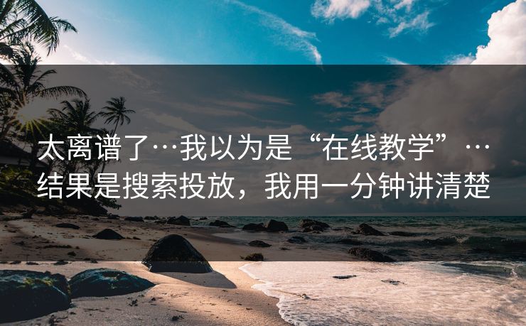 太离谱了…我以为是“在线教学”…结果是搜索投放，我用一分钟讲清楚