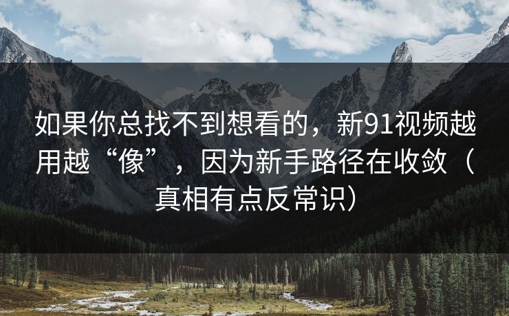 如果你总找不到想看的，新91视频越用越“像”，因为新手路径在收敛（真相有点反常识）