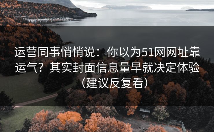 运营同事悄悄说：你以为51网网址靠运气？其实封面信息量早就决定体验（建议反复看）