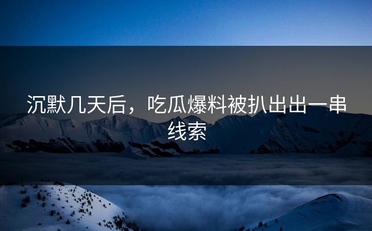 沉默几天后，吃瓜爆料被扒出出一串线索