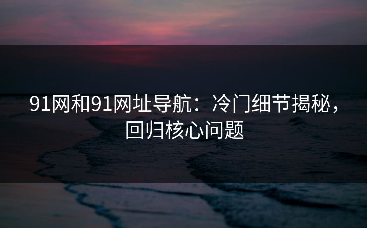 91网和91网址导航：冷门细节揭秘，回归核心问题